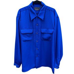 Pronti Collection By Phita Vintage Y2K 90s Mens Royal Blue Long Sleeve Shirt XL